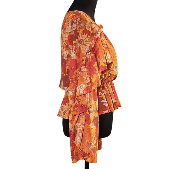 HOUSE OF HARLOW 1960 Makana Blouse in 70s Floral, Size Small - Picture 2 of 13